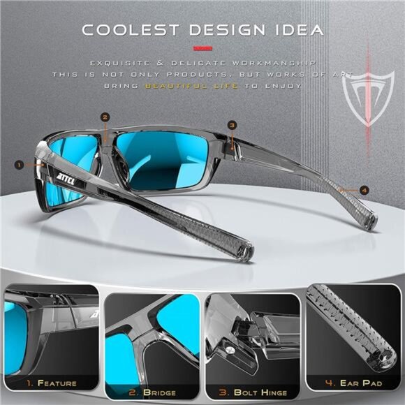 Polarized Wrap Sunglasses For Men - Fishing Sports Glasses UV Protection - Picture 4 of 7